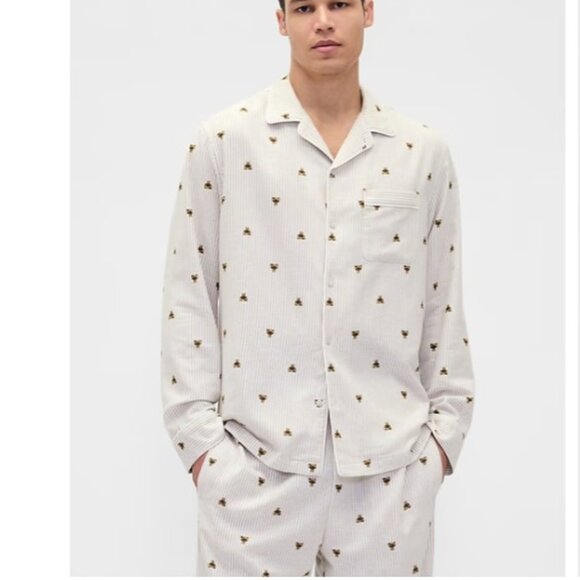 Gap Adult Softest Flannel PJ Shirt Brannan Bear Unisex M - Picture 2 of 8